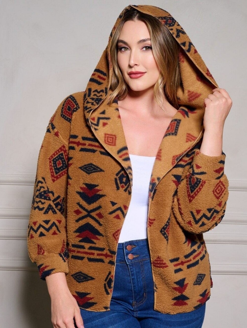 Plus Size Western Charm Plush Cardi